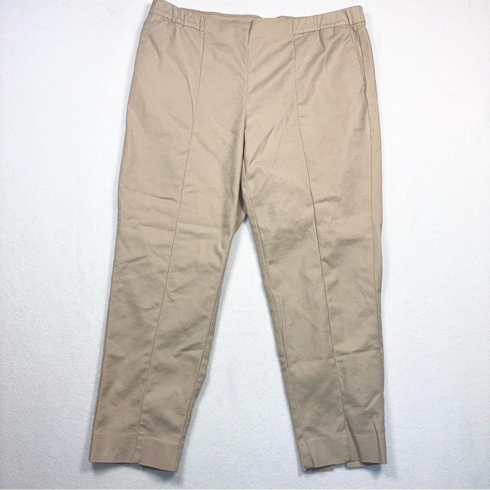 J. Jill Essential Slim Ankle Pants size 20 Khaki Cotton Pockets Minimalist